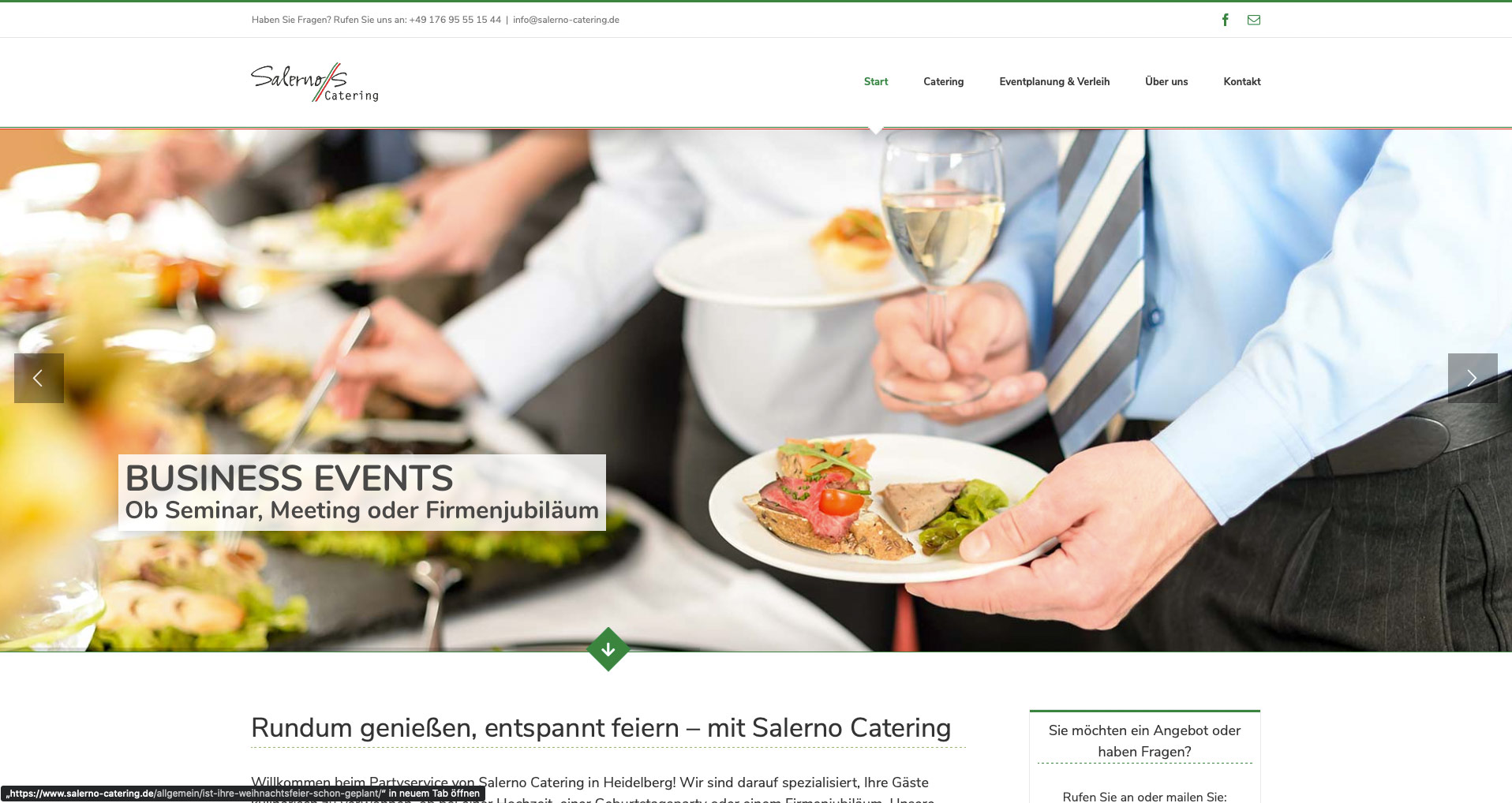 P1XEL - WordPress Webseite für das Catering Unternehmen Salerno in Heidelberg