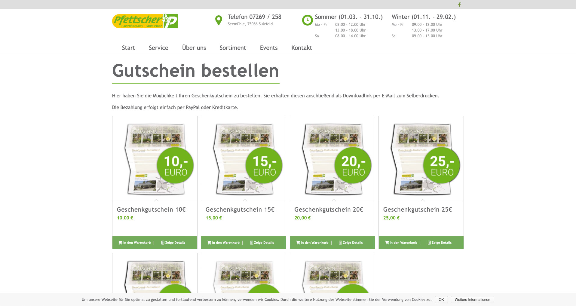 P1XEL - WooCommerce Gutschein Bestellsystem für das Gartenparadies Pfettscher in Sulzfeld